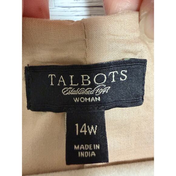 Talbots women’s dress V-neck tan eyelet aline feminine floral cotton plus size  - Picture 3 of 9